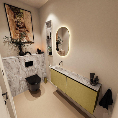 MONDIAZ TURE-DLUX 120cm toiletmeubel Oro. EDEN wastafel Glace positie links. Zonder kraangat.