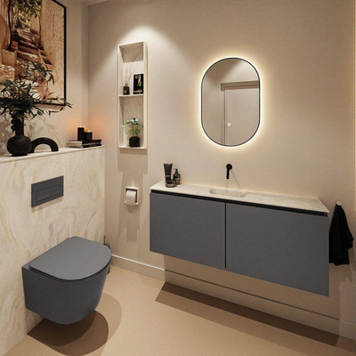 MONDIAZ TURE-DLUX 120cm toiletmeubel Dark Grey. EDEN wastafel Ostra positie midden. Zonder kraangat.
