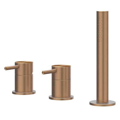 IVY Concord Badrandcombinatie - 3-weg - mengkraan - uittrekbare handdouche - zonder uitloop - RVS316 - geborsteld mat koper PVD