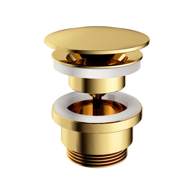 Hotbath Pal always open plug met schroef rond messing gepolijst PVD