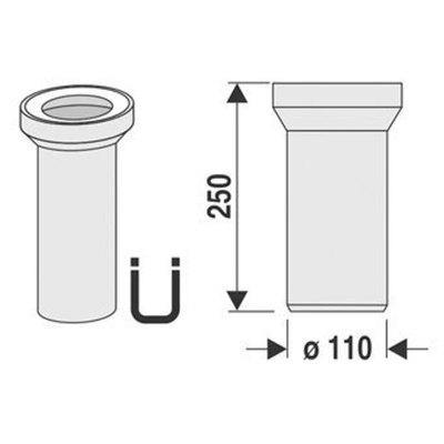 ABU closetaansluiting recht 110x250mm wit