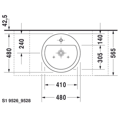 Duravit Starck 1 opzetwastafel 48x48cm 1 krgt overl gesl. wit