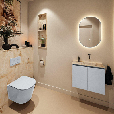 MONDIAZ TURE-DLUX 60cm toiletmeubel Clay. EDEN wastafel Frappe positie rechts. Zonder kraangat.