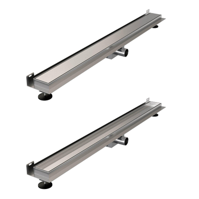 Brauer Douchegoot - 100x7.5cm - muurflens - tegelinlegrooster omkeerbaar - RVS - RVS - geborsteld RVS