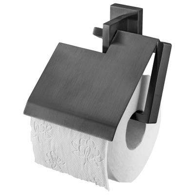 Haceka Edge Toiletrolhouder - met klep - grafiet gunmetal