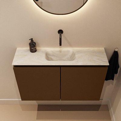 MONDIAZ TURE-DLUX 80cm toiletmeubel Rust. EDEN wastafel Ostra positie midden. Zonder kraangat.