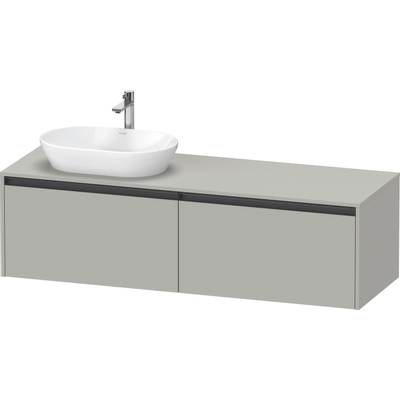 Duravit Ketho 2 wastafelonderbouwkast incl. consoleplaat met 2 laden voor waskom links 160x55x45.9cm met handgrepen antraciet betongrijs mat