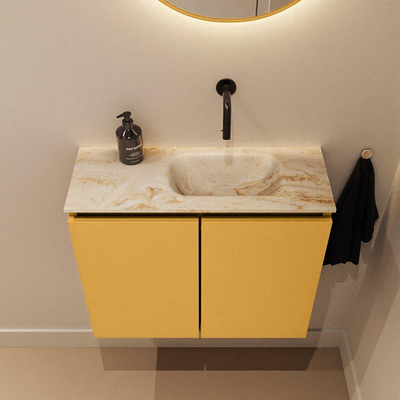 MONDIAZ TURE-DLUX 60cm toiletmeubel Ocher. EDEN wastafel Frappe positie rechts. Zonder kraangat.