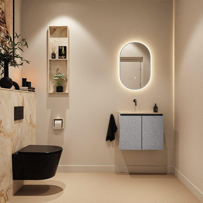 MONDIAZ TURE-DLUX 60cm toiletmeubel Plata. EDEN wastafel Frappe positie links. Zonder kraangat.