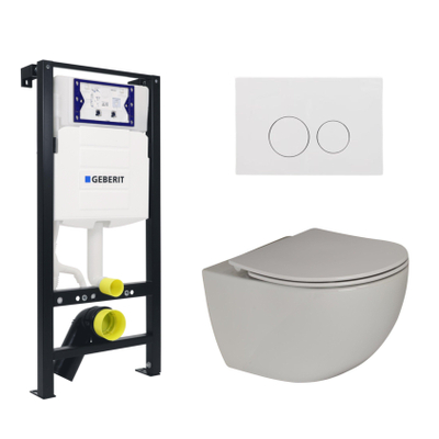 Plieger Zano Toiletset - UP320 inbouwreservoir - wandcloset - randloos - slim zitting - softclose - witte bedieningsplaat - rond - wit