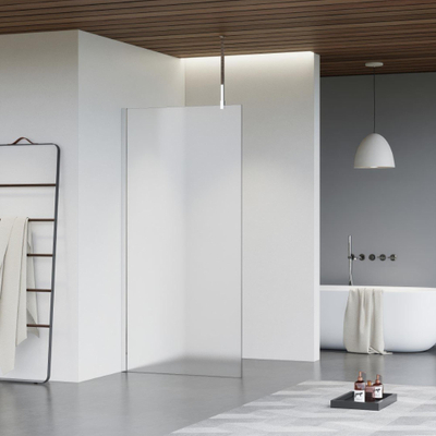 FugaFlow Eccelente Vetro inloopdouche badkamer - 140x200cm - mat glas - plafondarm - chroom