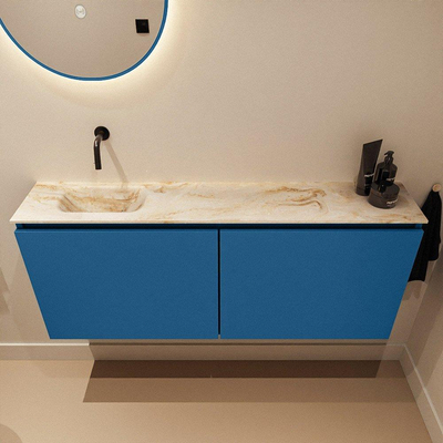 MONDIAZ TURE-DLUX 120cm toiletmeubel Jeans. EDEN wastafel Frappe positie links. Zonder kraangat.