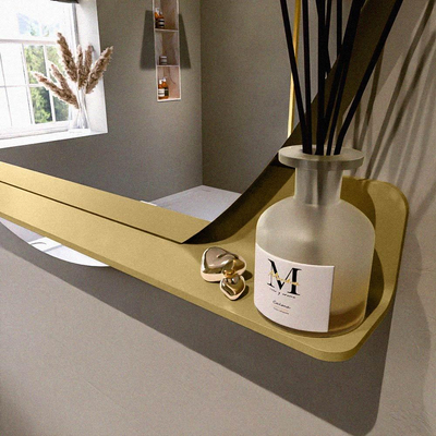 Mondiaz SPOT Badkamerspiegel - rond 120cm - spiegelplanchet - kleur Oro