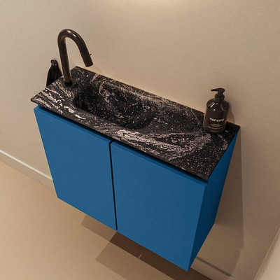 MONDIAZ TURE-DLUX 60cm toiletmeubel Jeans. EDEN wastafel Lava positie links. Met 1 kraangat.