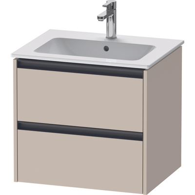 Duravit Ketho 2 wastafelonderbouwkast met 2 laden 61x48x55cm met grepen antraciet taupe supermat