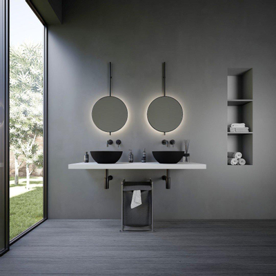 Ideavit Solidthin waskom - 39x39x14.5cm - Solid surface - Rond - Mat Zwart