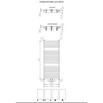 Plieger Florian Nxt M designradiator enkel horizontaal met middenaansluiting 1216x500mm 646W parelgrijs (pearl grey)