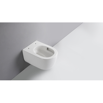 QeramiQ Dely Swirl Wandcloset - 36.5x53.0cm - diepspoel - rimless - zonder zitting - glans wit OUTLETSTORE