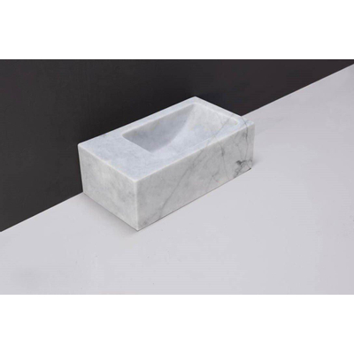 Forzalaqua Venetia Xs fonteinbak 29x16x10cm wasbak Rechts 0 kraangaten Natuursteen Carrara gepolijst