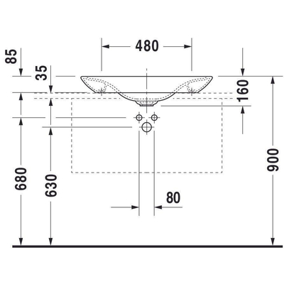 Duravit PuraVida opbouwwastafel met bevestiging en afvoer incl. keramische afdekkap 70x42cm wit