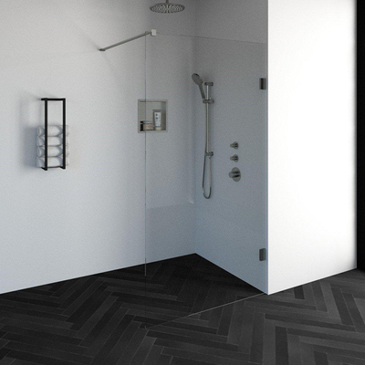 BRAUER Create Inloopdouche - 110x200cm - profielloos - antikalk - 8mm veiligheidsglas - geborsteld RVS