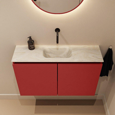 MONDIAZ TURE-DLUX 80cm toiletmeubel Fire. EDEN wastafel Ostra positie midden. Zonder kraangat.