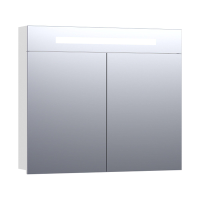 BRAUER Promise spiegelkast - 80x70x15cm - met directe verlichting - 2 enkelzijdige spiegeldeuren - hoogglans wit