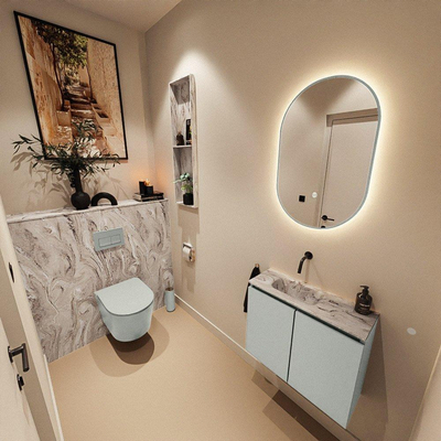 MONDIAZ TURE-DLUX 60cm toiletmeubel Greey. EDEN wastafel Glace positie links. Zonder kraangat.