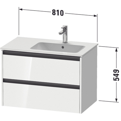 Duravit Ketho 2 wastafelonderbouwkast met 2 laden voor waskom rechts 81x48x54.9cm met grepen antraciet basalt mat