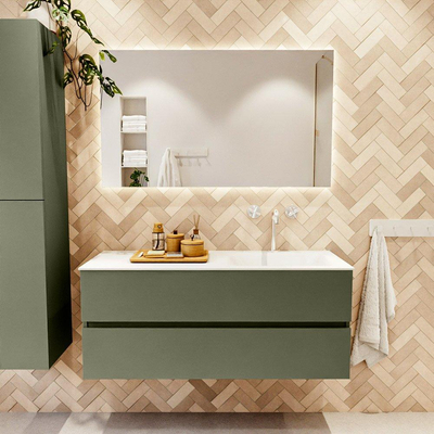 Mondiaz VICA Badkamermeubelset - 120cm - army - 2 lades - Wastafel MOON - rechts - 1 kraangat - kleur talc - XL versie 60cm hoog