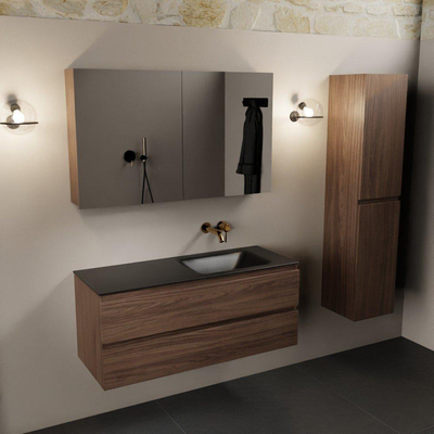 Mondiaz Aivy badmeubelset - 120x45x50cm - 0 kraangaten - 1 wasbak urban Solid surface - Rechts - 2 lades - Met spiegelkast - Melamine Mocha