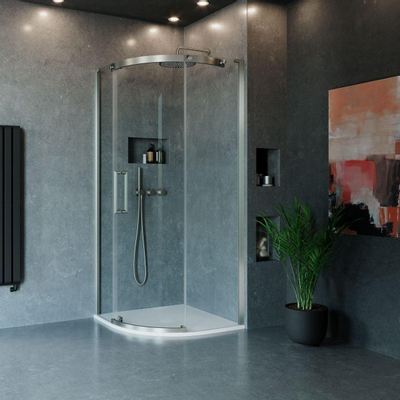 Crosswater Optix Douchecabine 90x90cm - kwartrond - deur links - RVS geborsteld