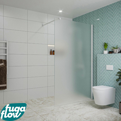 FugaFlow Eccelente Vetro inloopdouche badkamer - 120x200cm - mat glas - wandarm - mat wit