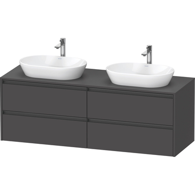 Duravit Ketho 2 wastafelonderbouwkast incl. consoleplaat met 4 laden voor dubbele waskommen 160x55x56.8cm met handgrepen antraciet grafiet mat