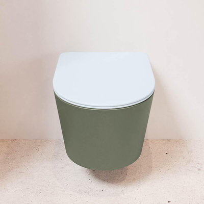 MONDIAZ LAVIE wandclosetpack - 36x53cm - diepspoel - rimless - Army (groen) - softclose - quick-release - toiletzitting - clay (blauw)
