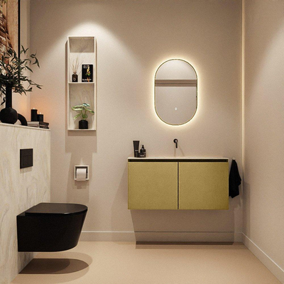 MONDIAZ TURE-DLUX 100cm toiletmeubel Oro. EDEN wastafel Ostra positie midden. Zonder kraangat.