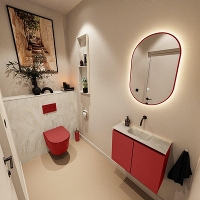MONDIAZ TURE-DLUX 60cm toiletmeubel Fire. EDEN wastafel Ostra positie midden. Zonder kraangat.