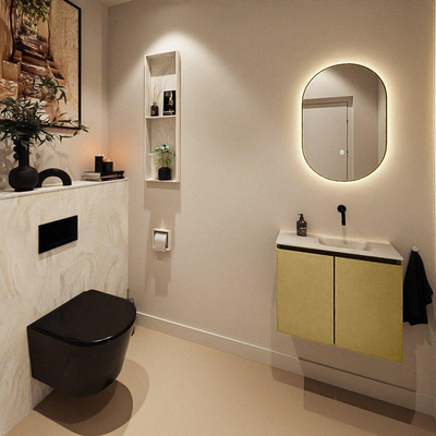 MONDIAZ TURE-DLUX 60cm toiletmeubel Oro. EDEN wastafel Ostra positie rechts. Zonder kraangat.