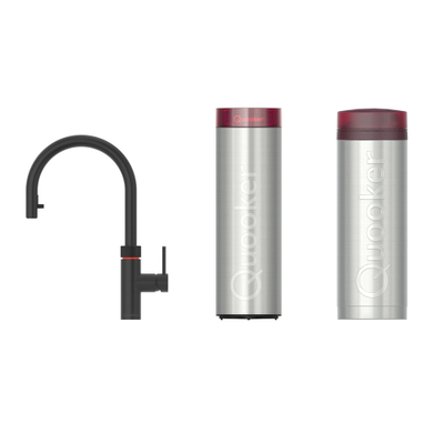 Quooker flex kokendwaterkraan - draaibare & uittrekbare uitloop - PRO3 incl. Cube reservoir - Warm / kokend / bruisend / gefilterd water - Zwart