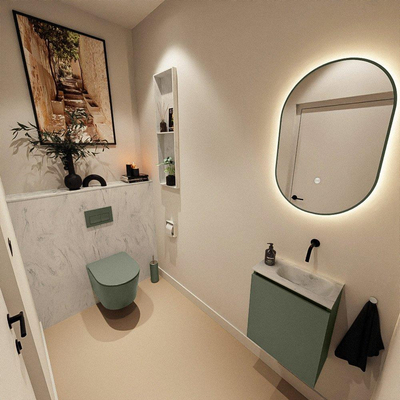 MONDIAZ TURE-DLUX 40cm toiletmeubel Army. EDEN wastafel Opalo positie rechts. Zonder kraangat.