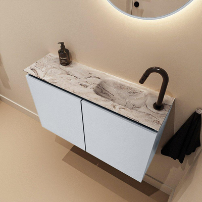 MONDIAZ TURE-DLUX 80cm toiletmeubel Clay. EDEN wastafel Glace positie rechts. Met 1 kraangat.