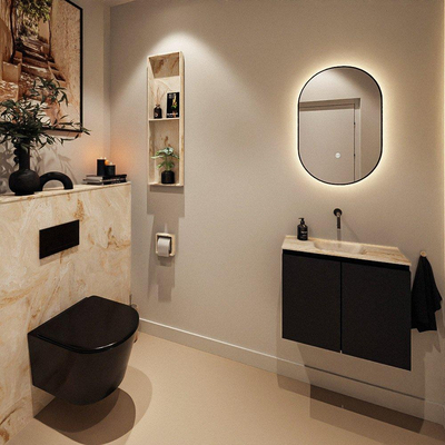 MONDIAZ TURE-DLUX 60cm toiletmeubel Urban. EDEN wastafel Frappe positie midden. Zonder kraangat.