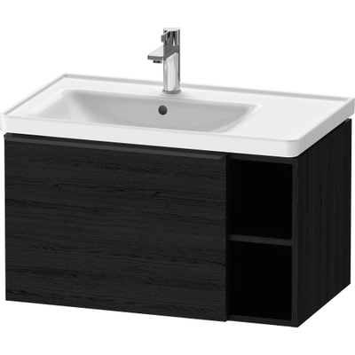 Duravit D-Neo badkamermeubelset78.4x44x45.2cm 1 lade met softclose Eiken (zwart) Mat incl. wastafek 1 kraangat rechthoek keramiek wit