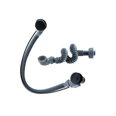 Fortifura Nebbio Badcombinatie-set - thermostaatkraan - inbouwdeel - glijstang - gladde doucheslang - ronde handdouche - badafvoer opbouw - mat zwart