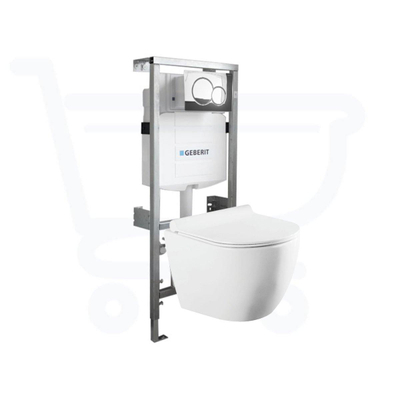 QeramiQ Salina Compact inbouwset met softclose zitting afdekplaat chroom