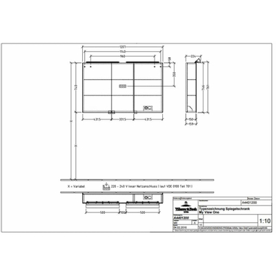 Villeroy & Boch My view one spiegelkast 120,7x74,6cm met 3 deuren met led