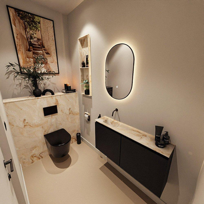 MONDIAZ TURE-DLUX 100cm toiletmeubel Urban. EDEN wastafel Frappe positie links. Zonder kraangat.