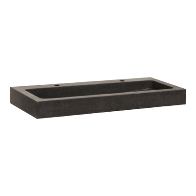BRAUER black Spirit Meubelwastafel - 100x46x10cm - zonder overloop - 1 wasbak - 2 kraangaten - natuursteen - basalt