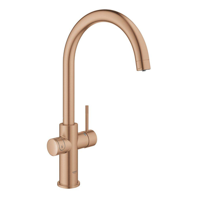 GROHE Blue Home Keukenkraan - C-uitloop - 1-gats - filterfunctie - plat licht en bruisend water - brushed warm sunset