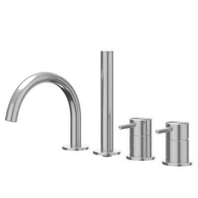 IVY Concord Badrandcombinatie - 4-wegs - mengkraan - draaibare uitloop - uittrekbare handdouche - RVS316 - geborsteld